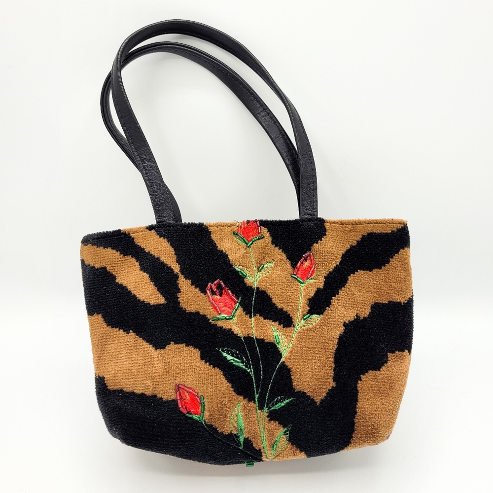 Bellina Duncan Tiger Velour Embroidered Purse